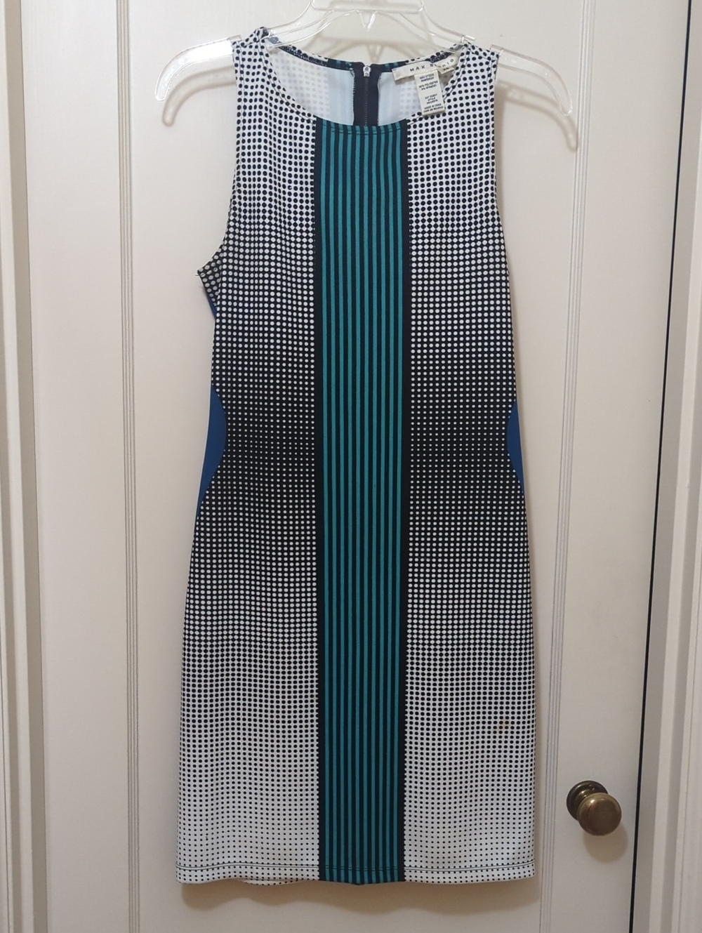 Sleeveless Teal Stripe Shift Dress - Unbranded